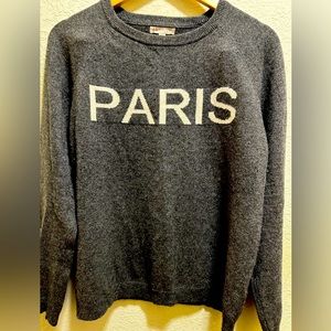 Women Cashmere Sweater Philosophy, gray,Paris print, size XL